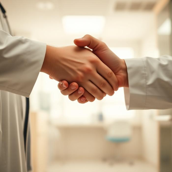 Clinician consulting patient