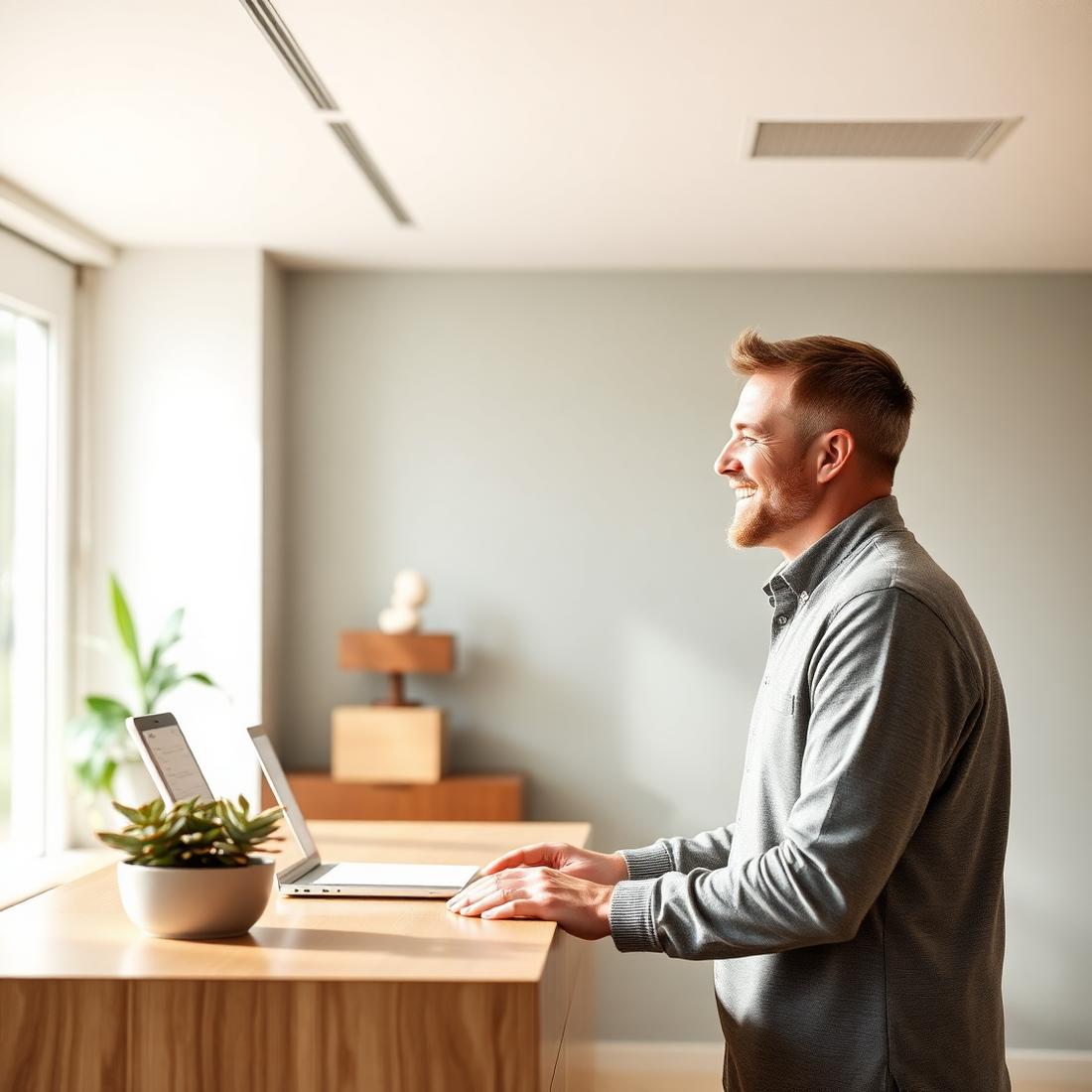 Patient being welcomed at a modern clinic front desk